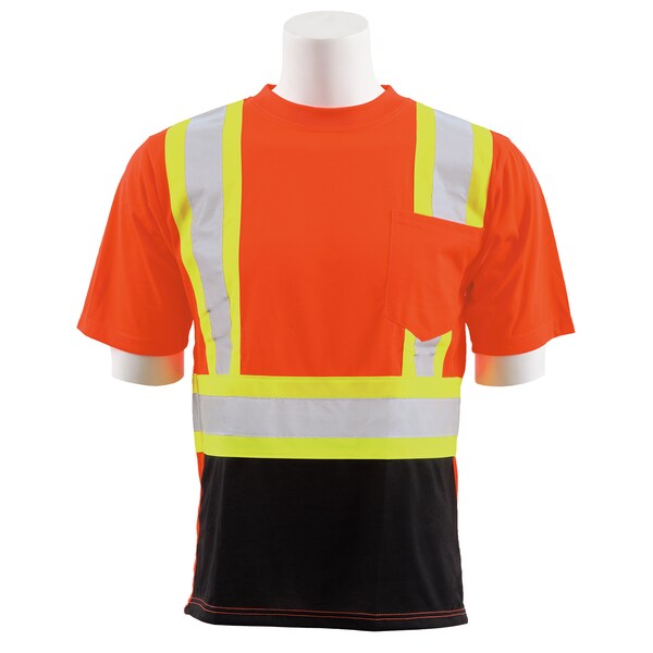 Erb Safety T-Shirt, Jersey Knit, Short Slv, Class 2, 9604SBC, Hi-Viz Orng/Blk, XL 63609